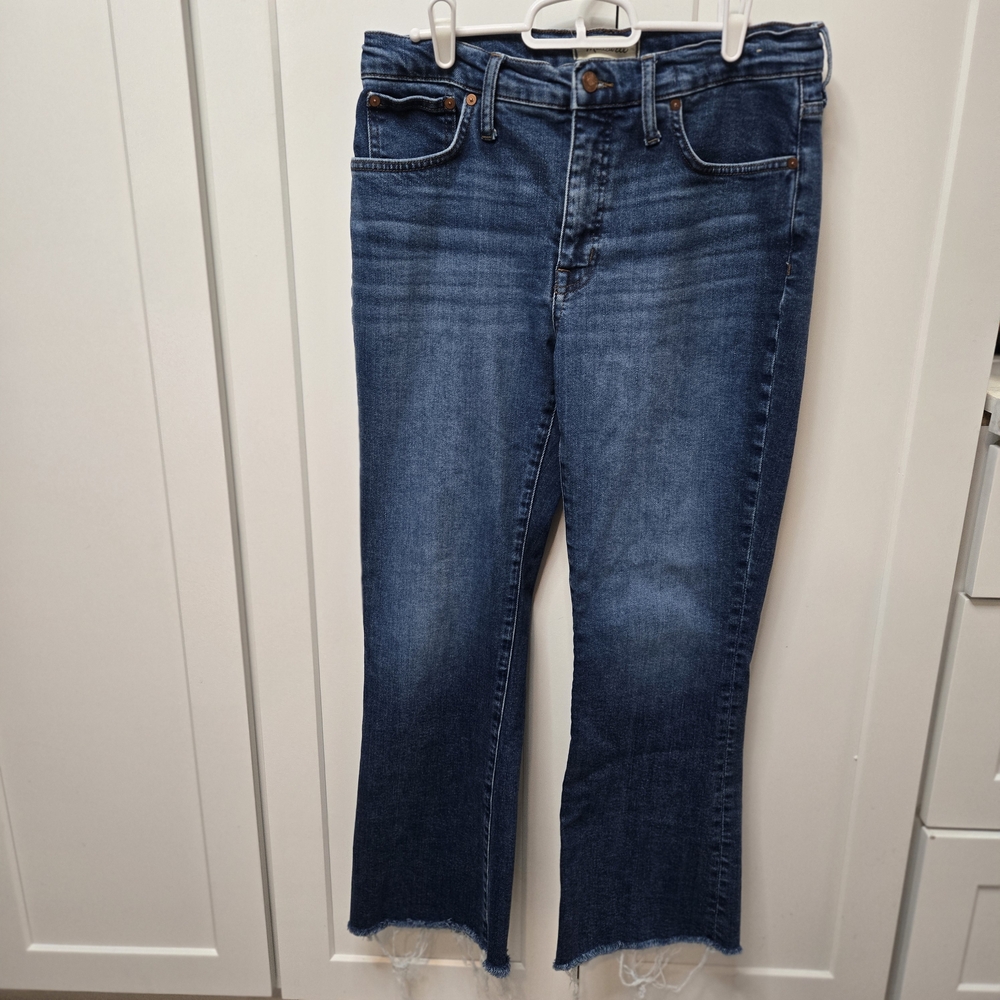 Madewell Kickout Midrise Jeans Size‎ 30 Dark Blue Wide Frayed
